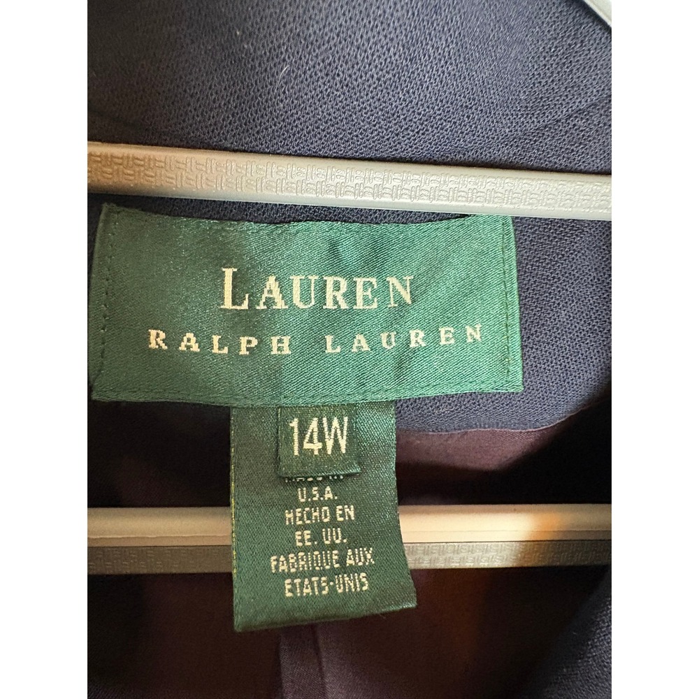 VTG Lauren Ralph Lauren Navy Wool Crested Blazer Gold Buttons Plus 14W 3D Crown - Picture 4 of 9